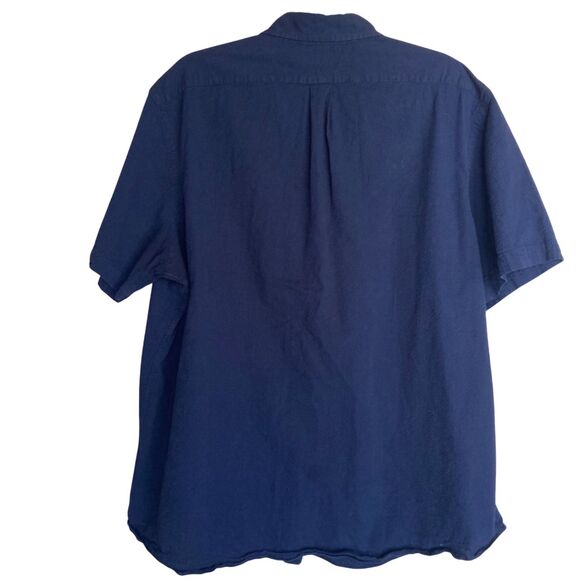 Polo Ralph Lauren Mens Shirt 2xl Navy Blue Seersucker Guaranteed to Wrinkle - Picture 3 of 7